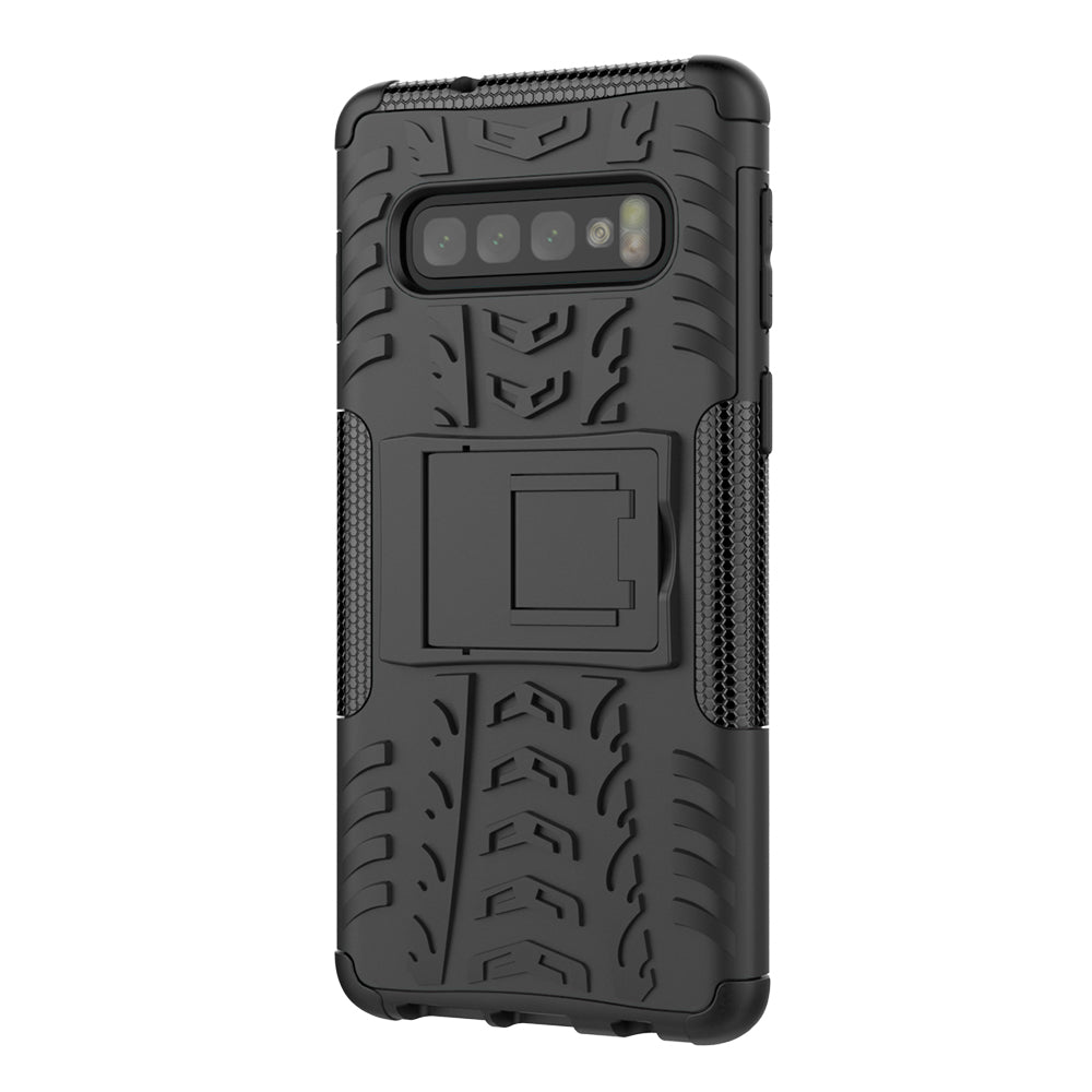 2-in-1 Tyre Pattern PC + TPU Hybrid Mobile Phone Case with Kickstand for Samsung Galaxy S10 Plus