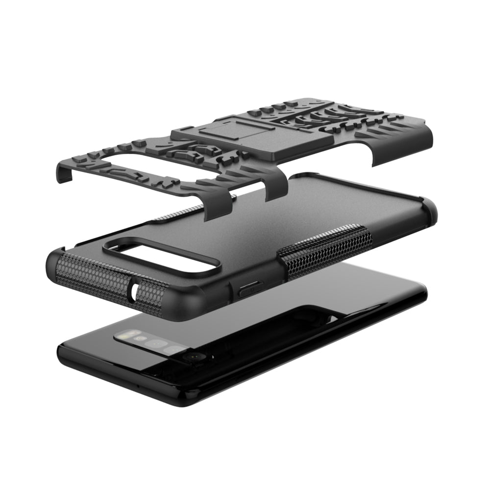 2-in-1 Tyre Pattern PC + TPU Hybrid Mobile Phone Case with Kickstand for Samsung Galaxy S10 Plus