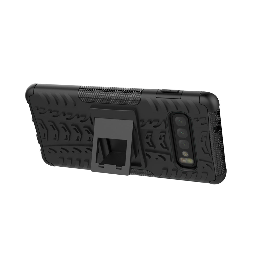 2-in-1 Tyre Pattern PC + TPU Hybrid Mobile Phone Case with Kickstand for Samsung Galaxy S10 Plus