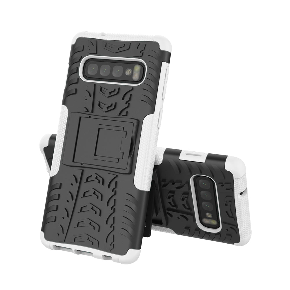 2-in-1 Tyre Pattern PC + TPU Hybrid Mobile Phone Case with Kickstand for Samsung Galaxy S10 Plus