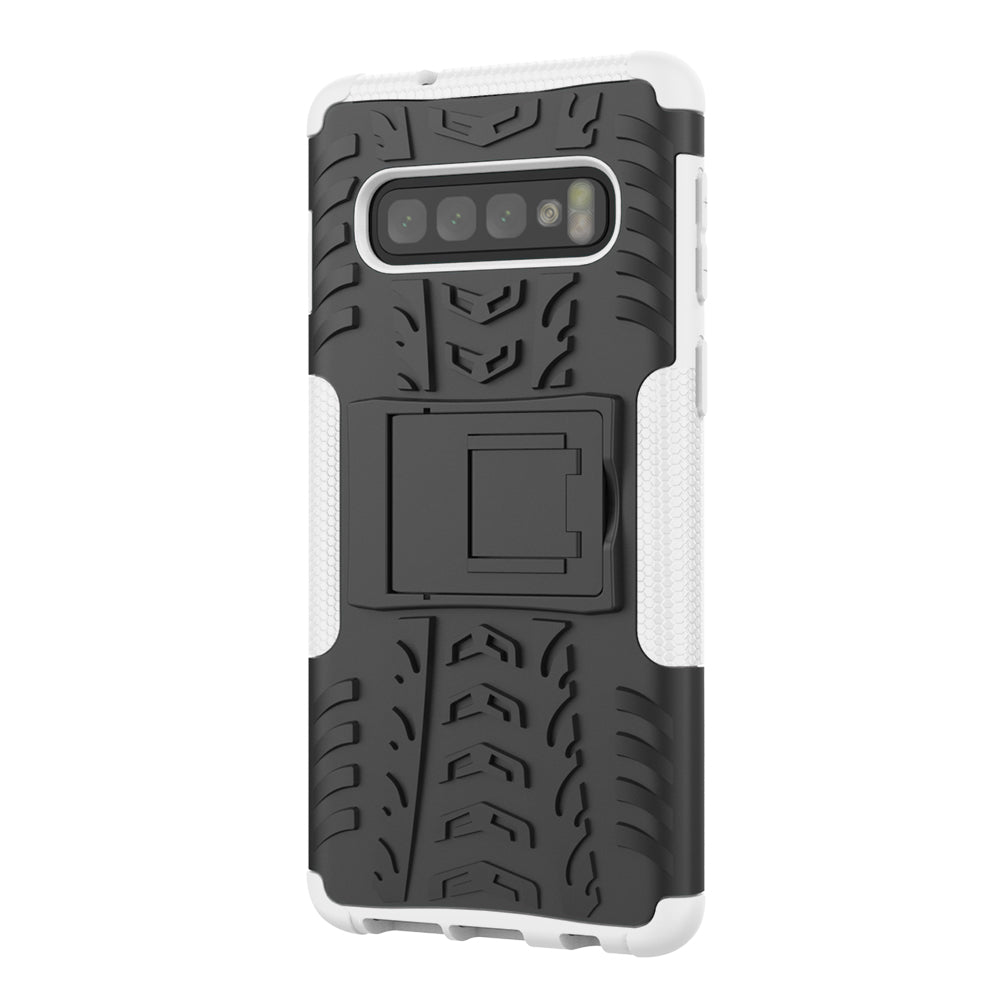 2-in-1 Tyre Pattern PC + TPU Hybrid Mobile Phone Case with Kickstand for Samsung Galaxy S10 Plus