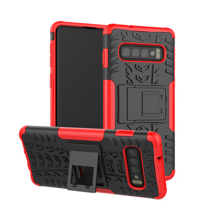 2-in-1 Tyre Pattern PC + TPU Hybrid Mobile Phone Case with Kickstand for Samsung Galaxy S10 Plus