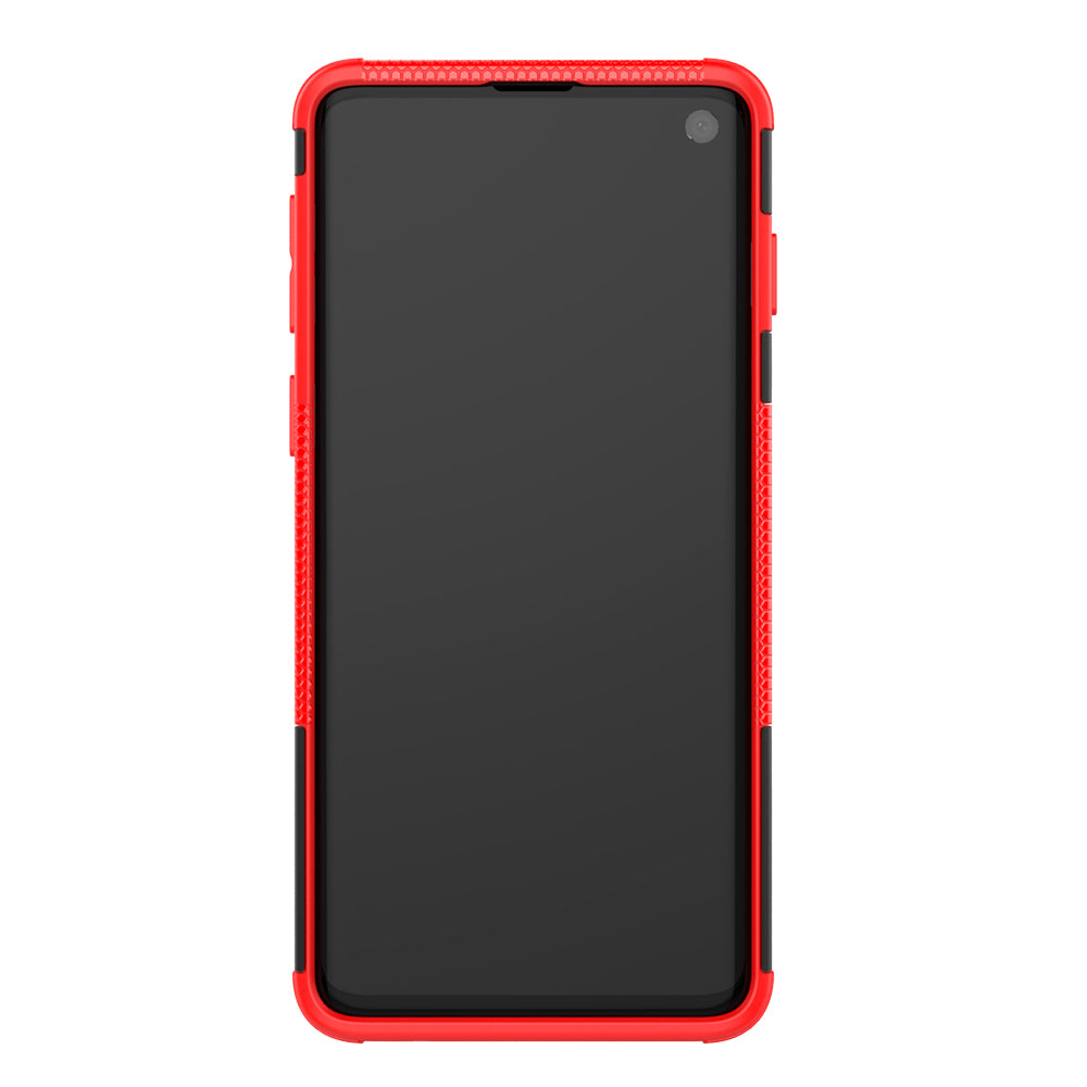 2-in-1 Tyre Pattern PC + TPU Hybrid Mobile Phone Case with Kickstand for Samsung Galaxy S10 Plus