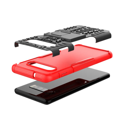2-in-1 Tyre Pattern PC + TPU Hybrid Mobile Phone Case with Kickstand for Samsung Galaxy S10 Plus