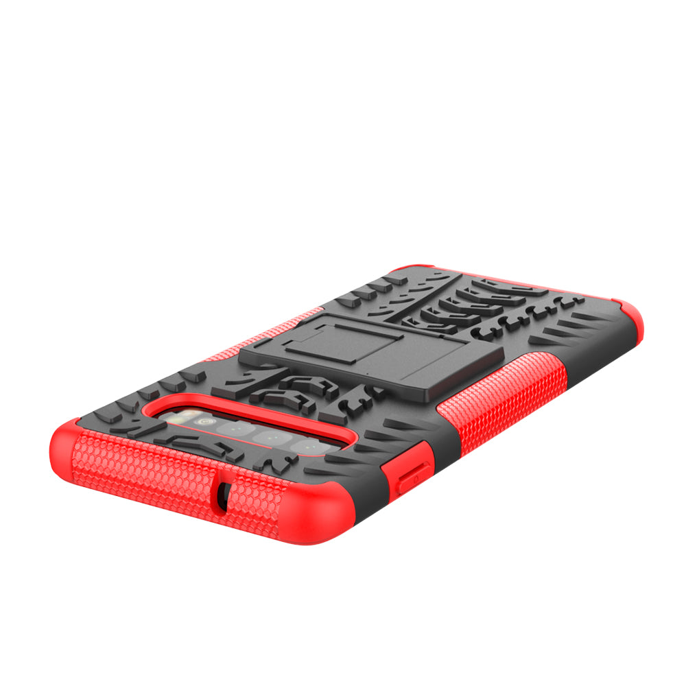 2-in-1 Tyre Pattern PC + TPU Hybrid Mobile Phone Case with Kickstand for Samsung Galaxy S10 Plus