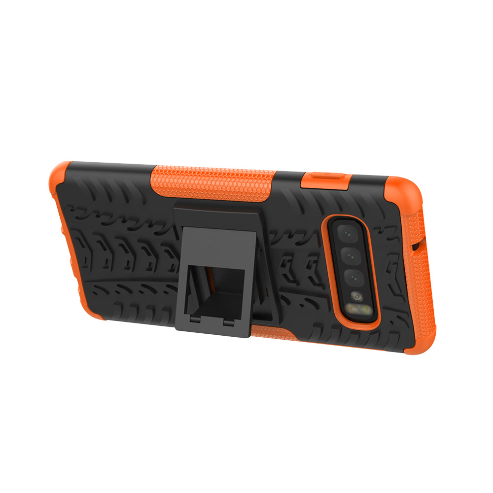 2-in-1 Tyre Pattern PC + TPU Hybrid Mobile Phone Case with Kickstand for Samsung Galaxy S10 Plus