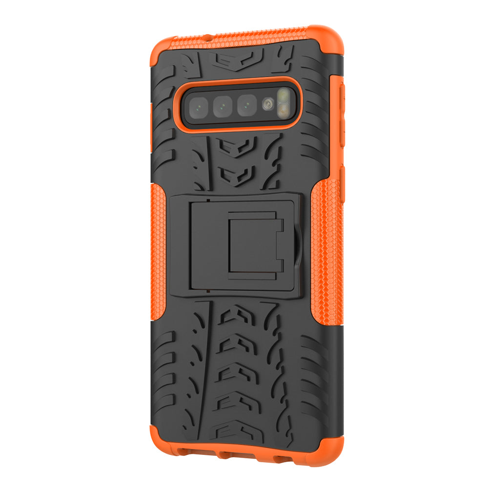 2-in-1 Tyre Pattern PC + TPU Hybrid Mobile Phone Case with Kickstand for Samsung Galaxy S10 Plus