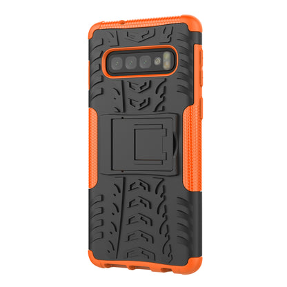 2-in-1 Tyre Pattern PC + TPU Hybrid Mobile Phone Case with Kickstand for Samsung Galaxy S10 Plus