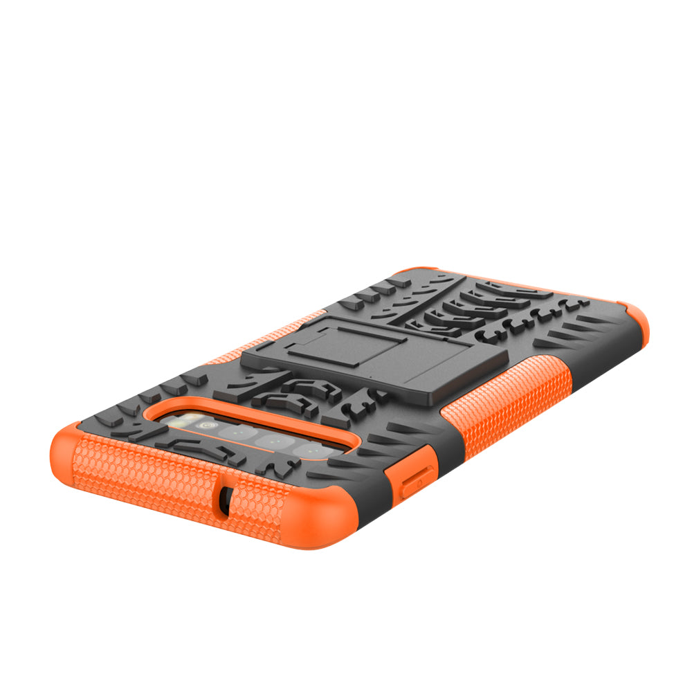 2-in-1 Tyre Pattern PC + TPU Hybrid Mobile Phone Case with Kickstand for Samsung Galaxy S10 Plus
