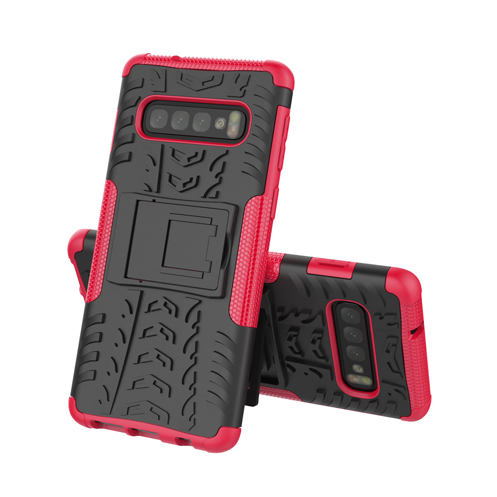 2-in-1 Tyre Pattern PC + TPU Hybrid Mobile Phone Case with Kickstand for Samsung Galaxy S10 Plus
