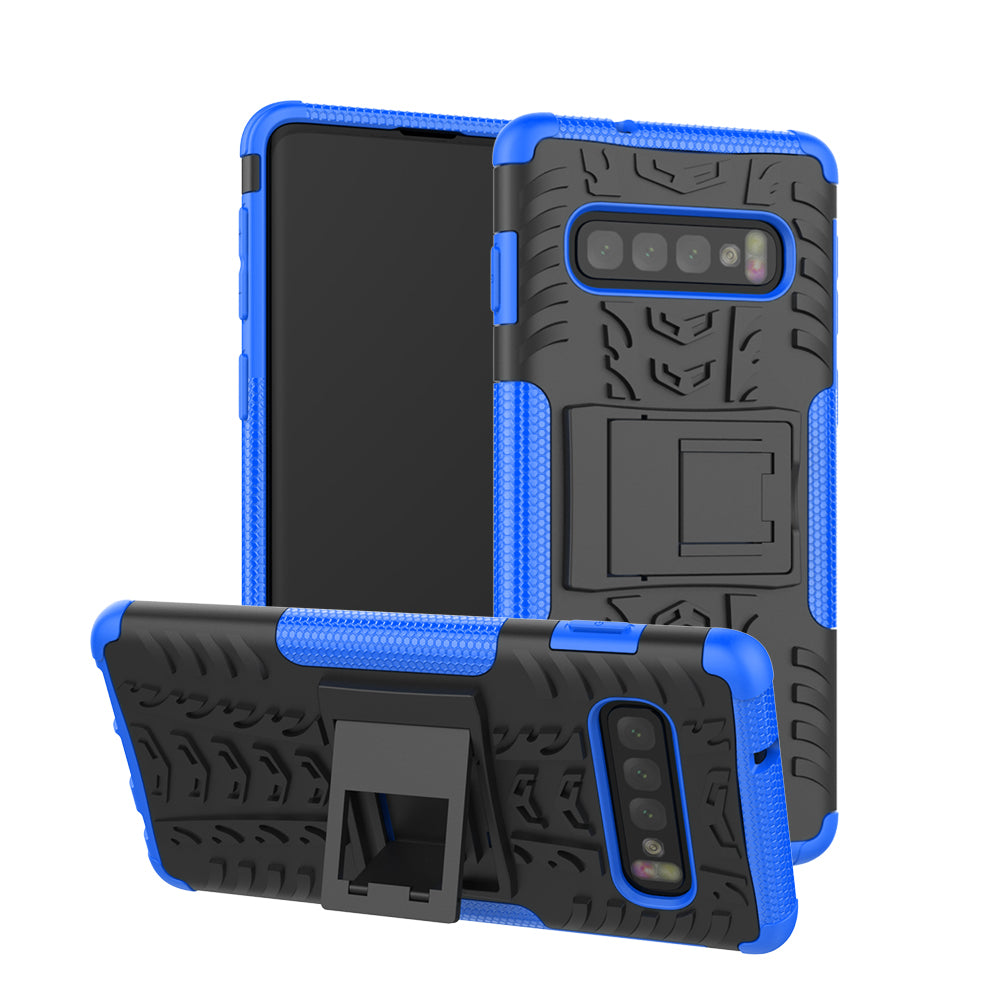 2-in-1 Tyre Pattern PC + TPU Hybrid Mobile Phone Case with Kickstand for Samsung Galaxy S10 Plus