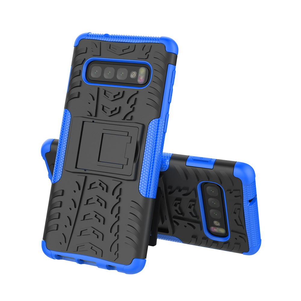 2-in-1 Tyre Pattern PC + TPU Hybrid Mobile Phone Case with Kickstand for Samsung Galaxy S10 Plus