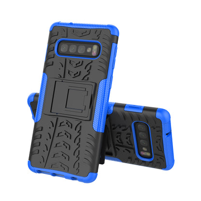 2-in-1 Tyre Pattern PC + TPU Hybrid Mobile Phone Case with Kickstand for Samsung Galaxy S10 Plus