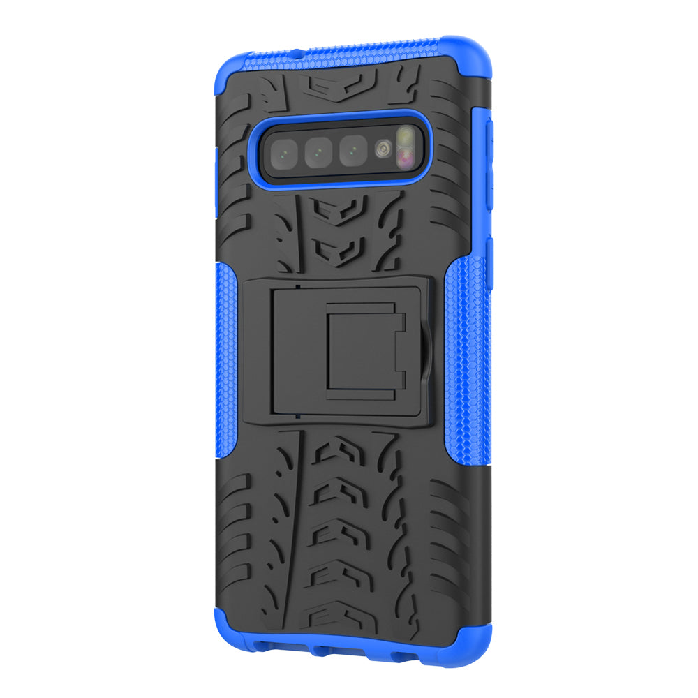 2-in-1 Tyre Pattern PC + TPU Hybrid Mobile Phone Case with Kickstand for Samsung Galaxy S10 Plus