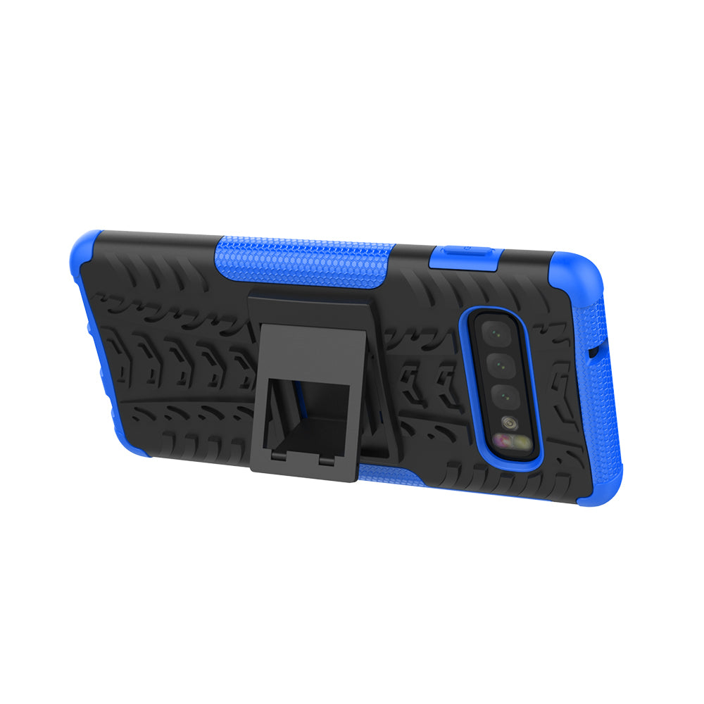 2-in-1 Tyre Pattern PC + TPU Hybrid Mobile Phone Case with Kickstand for Samsung Galaxy S10 Plus