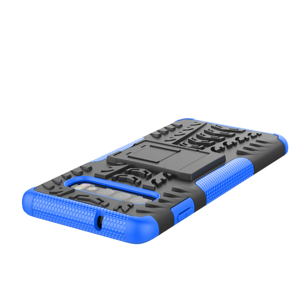 2-in-1 Tyre Pattern PC + TPU Hybrid Mobile Phone Case with Kickstand for Samsung Galaxy S10 Plus