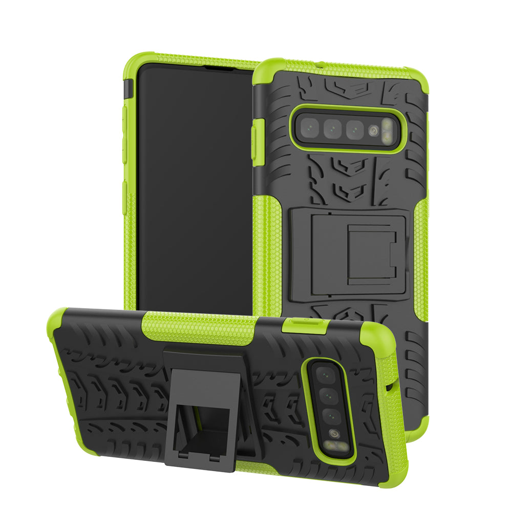 2-in-1 Tyre Pattern PC + TPU Hybrid Mobile Phone Case with Kickstand for Samsung Galaxy S10 Plus
