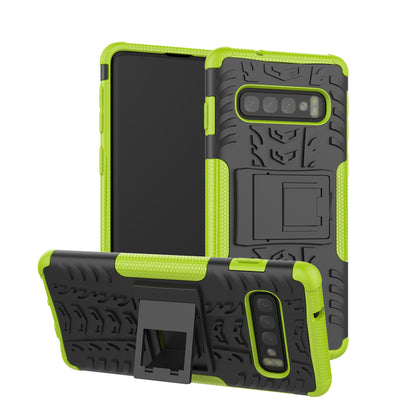 2-in-1 Tyre Pattern PC + TPU Hybrid Mobile Phone Case with Kickstand for Samsung Galaxy S10 Plus