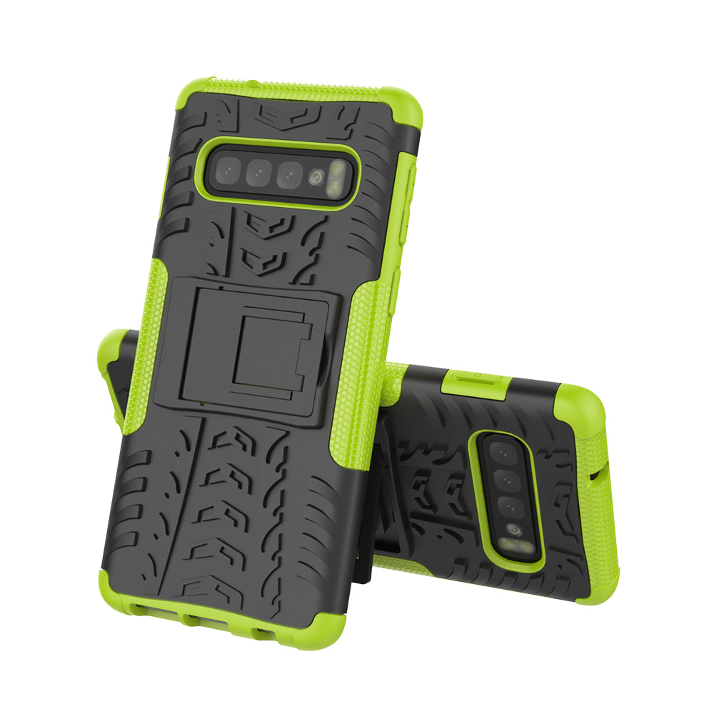 2-in-1 Tyre Pattern PC + TPU Hybrid Mobile Phone Case with Kickstand for Samsung Galaxy S10 Plus