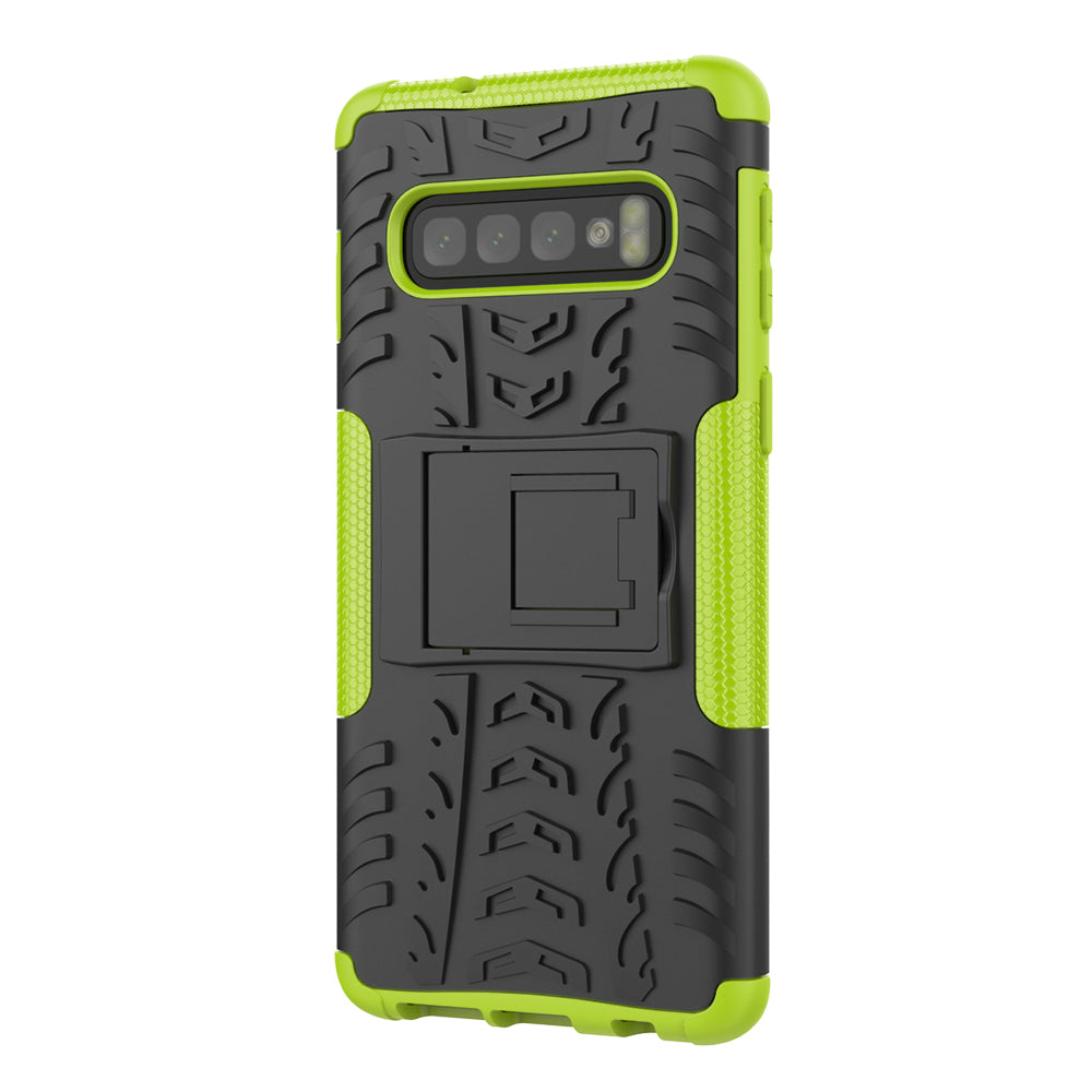 2-in-1 Tyre Pattern PC + TPU Hybrid Mobile Phone Case with Kickstand for Samsung Galaxy S10 Plus