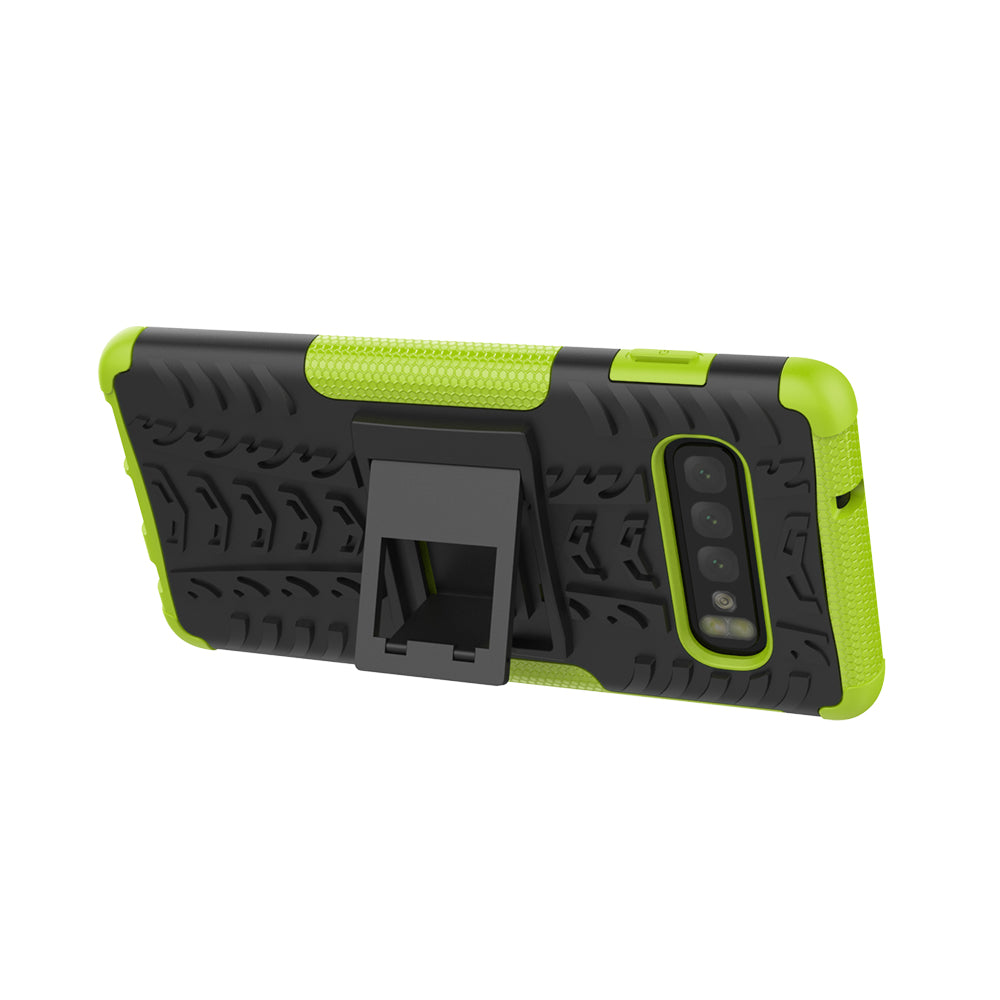2-in-1 Tyre Pattern PC + TPU Hybrid Mobile Phone Case with Kickstand for Samsung Galaxy S10 Plus