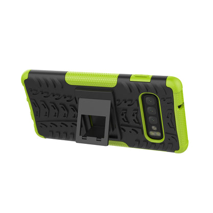 2-in-1 Tyre Pattern PC + TPU Hybrid Mobile Phone Case with Kickstand for Samsung Galaxy S10 Plus