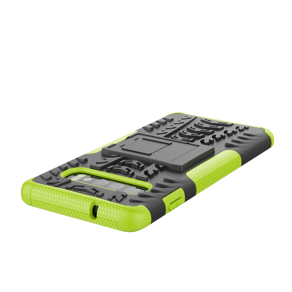 2-in-1 Tyre Pattern PC + TPU Hybrid Mobile Phone Case with Kickstand for Samsung Galaxy S10 Plus