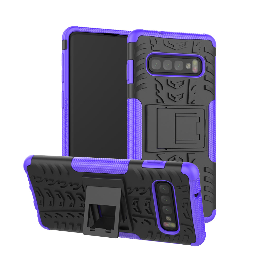 2-in-1 Tyre Pattern PC + TPU Hybrid Mobile Phone Case with Kickstand for Samsung Galaxy S10 Plus