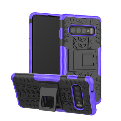 2-in-1 Tyre Pattern PC + TPU Hybrid Mobile Phone Case with Kickstand for Samsung Galaxy S10 Plus