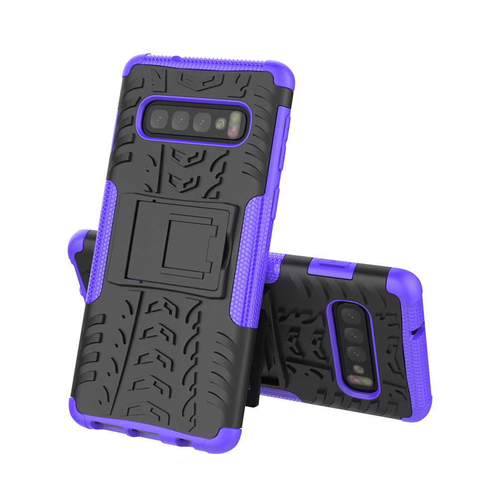 2-in-1 Tyre Pattern PC + TPU Hybrid Mobile Phone Case with Kickstand for Samsung Galaxy S10 Plus