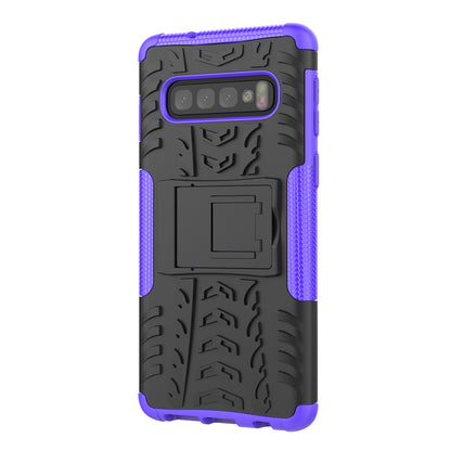 2-in-1 Tyre Pattern PC + TPU Hybrid Mobile Phone Case with Kickstand for Samsung Galaxy S10 Plus