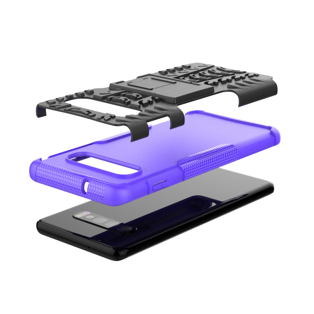 2-in-1 Tyre Pattern PC + TPU Hybrid Mobile Phone Case with Kickstand for Samsung Galaxy S10 Plus