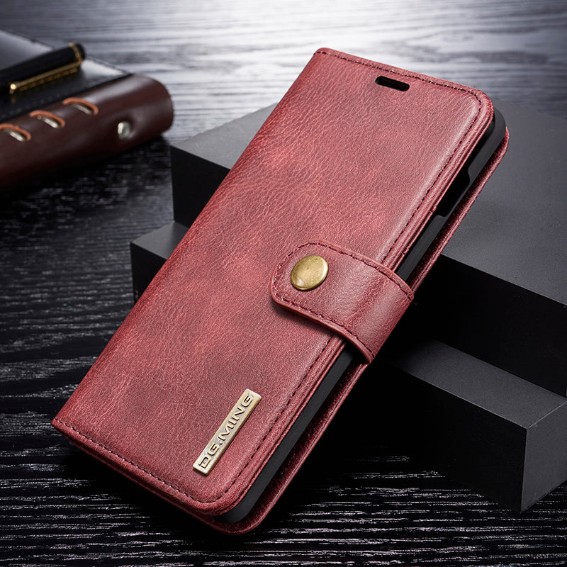 DG.MING For Samsung Galaxy S10 Plus Detachable 2-in-1 Anti-scratch Split Leather Wallet Shell + PC Back Case