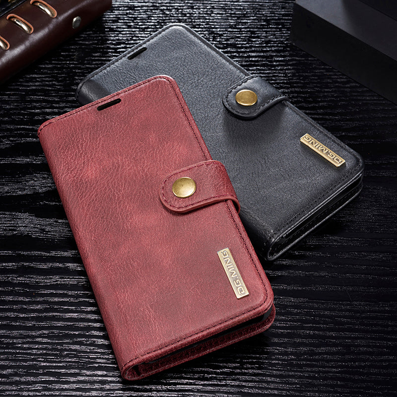 DG.MING For Samsung Galaxy S10 Plus Detachable 2-in-1 Anti-scratch Split Leather Wallet Shell + PC Back Case