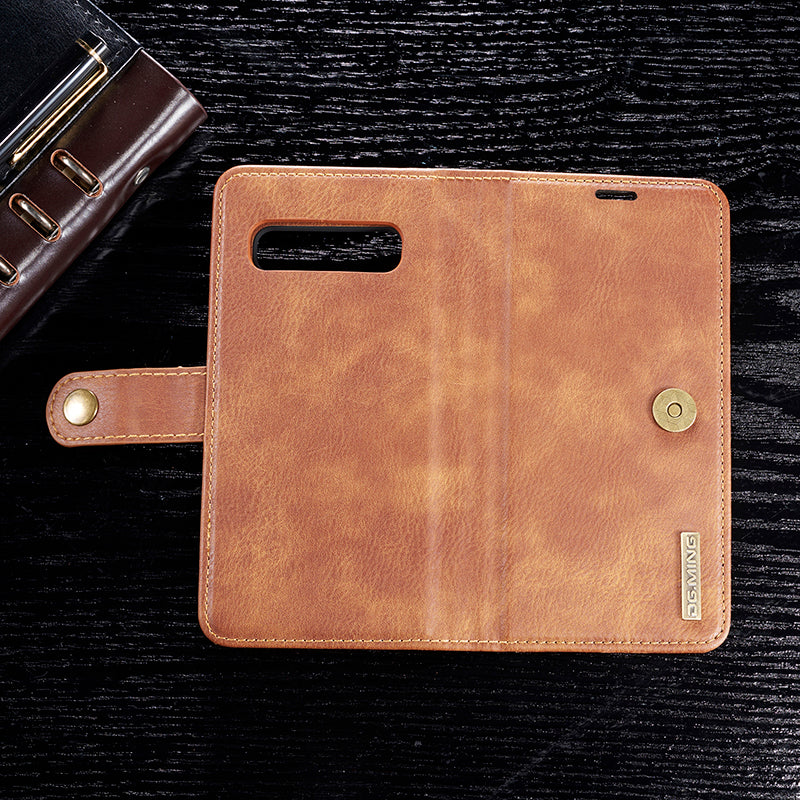 DG.MING For Samsung Galaxy S10 Plus Detachable 2-in-1 Anti-scratch Split Leather Wallet Shell + PC Back Case