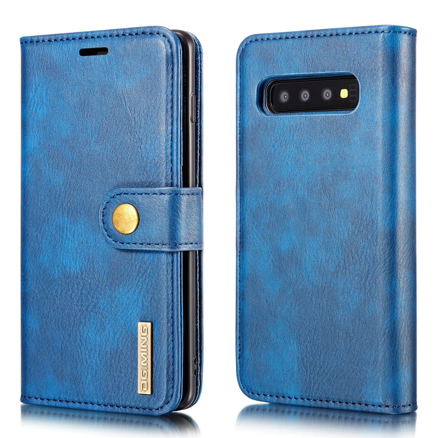 DG.MING For Samsung Galaxy S10 Plus Detachable 2-in-1 Anti-scratch Split Leather Wallet Shell + PC Back Case