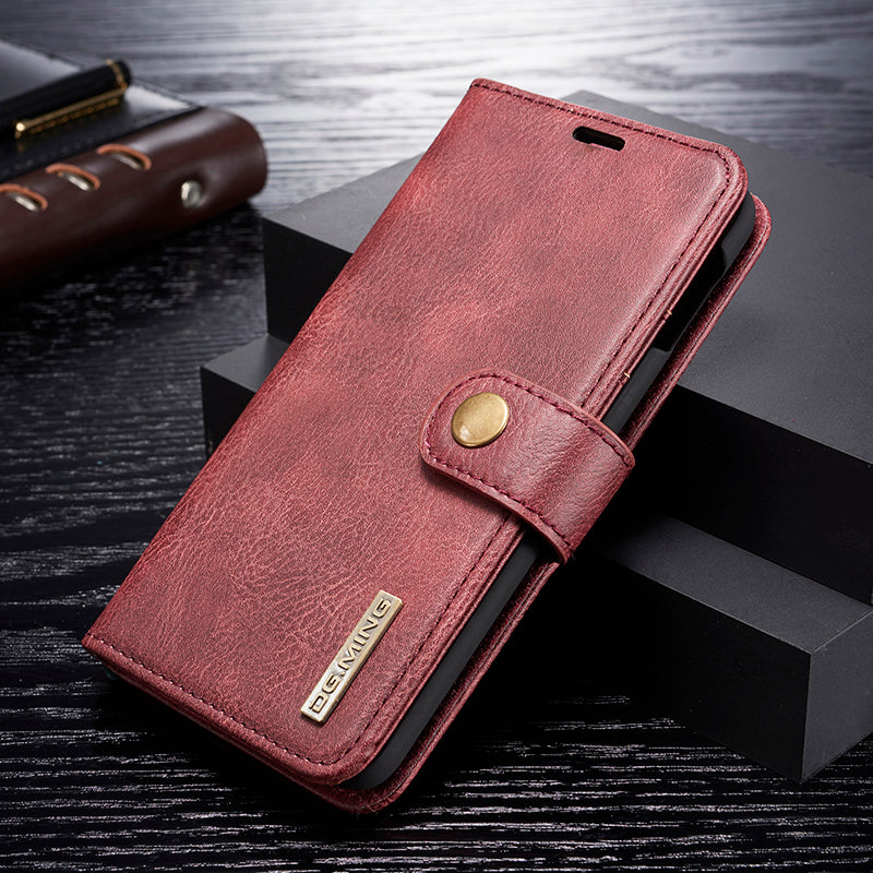 DG.MING For Samsung Galaxy S10e Protective Phone Case Split Leather Detachable Case Shockproof Shell Flip Cover with Wallet