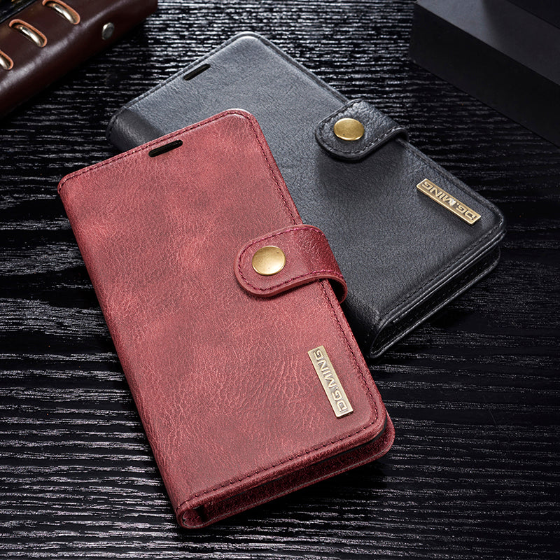 DG.MING For Samsung Galaxy S10e Protective Phone Case Split Leather Detachable Case Shockproof Shell Flip Cover with Wallet