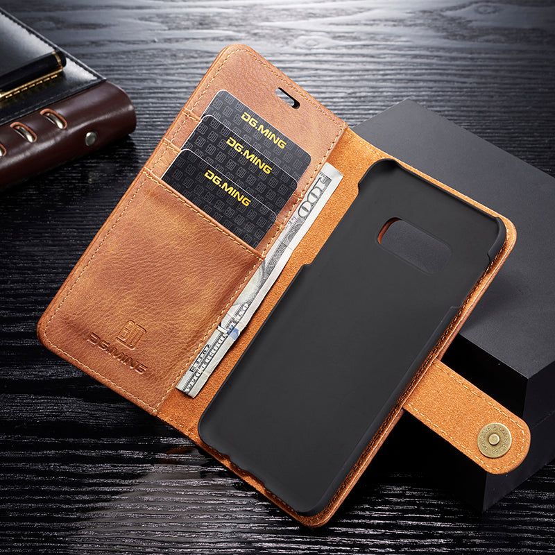 DG.MING For Samsung Galaxy S10e Protective Phone Case Split Leather Detachable Case Shockproof Shell Flip Cover with Wallet