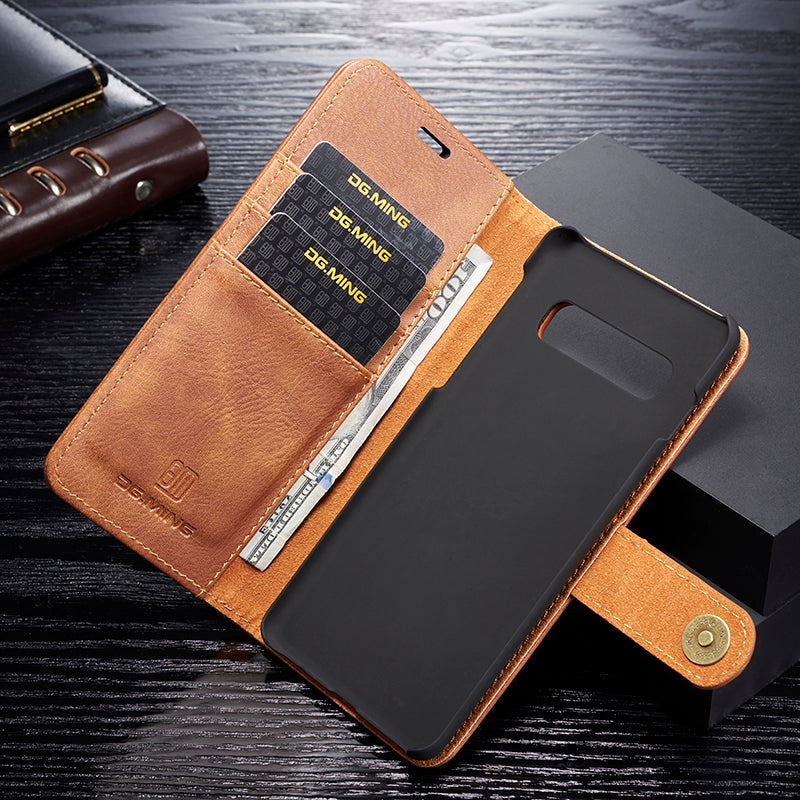 DG.MING For Samsung Galaxy S10 Detachable 2-in-1 Anti-scratch Split Leather Wallet Shell + TPU Back Case Mobile Phone Covering Shell