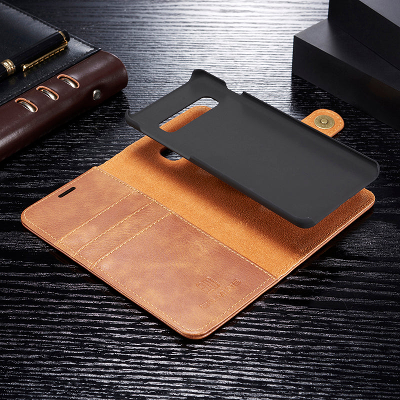 DG.MING For Samsung Galaxy S10 Detachable 2-in-1 Anti-scratch Split Leather Wallet Shell + TPU Back Case Mobile Phone Covering Shell