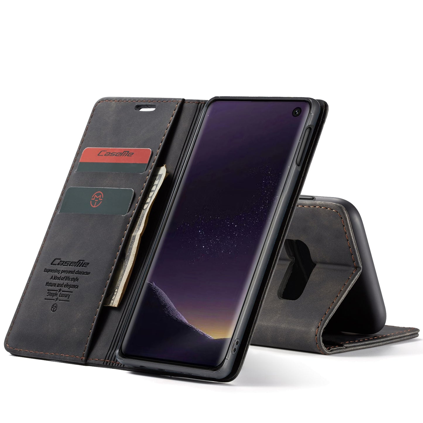 CASEME 013 Series for Samsung Galaxy S10e PU Leather Case [Auto-absorbed] [Wallet Stand]