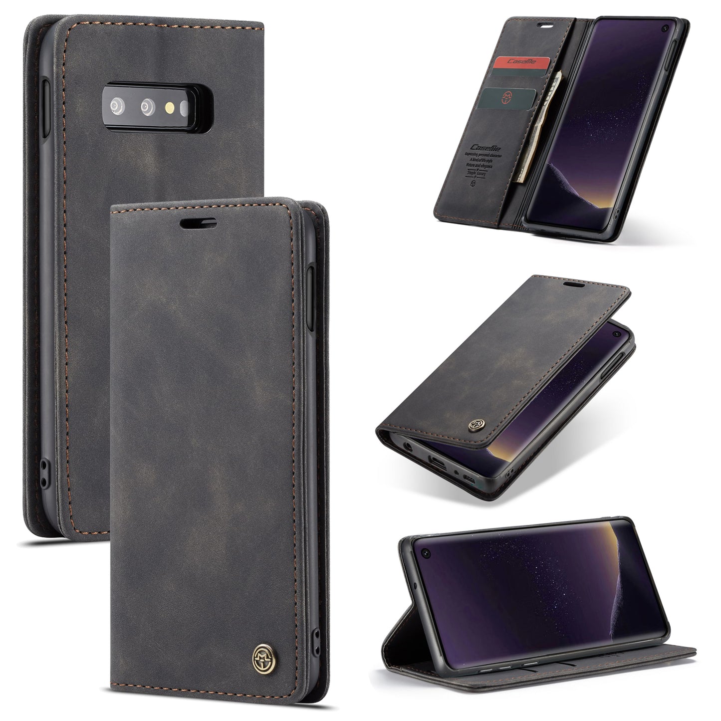 CASEME 013 Series for Samsung Galaxy S10e PU Leather Case [Auto-absorbed] [Wallet Stand]