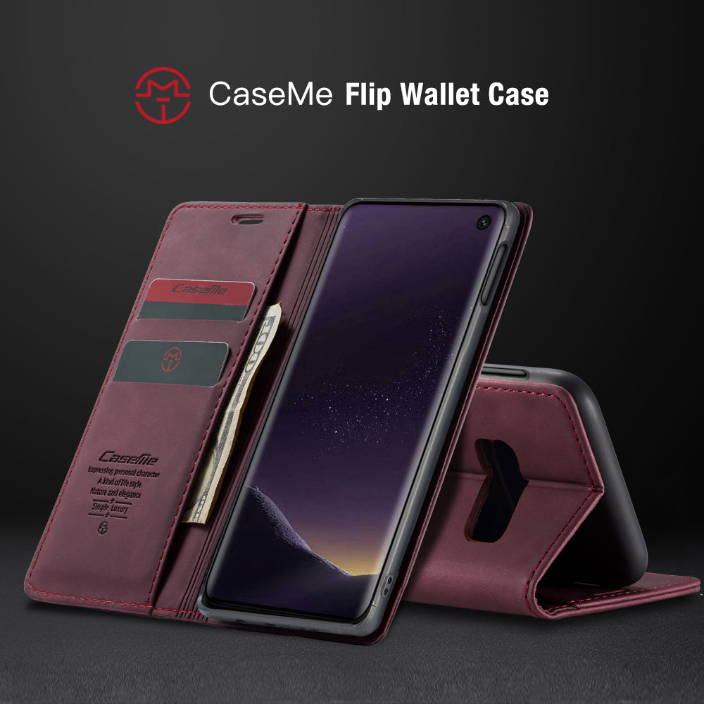 CASEME 013 Series for Samsung Galaxy S10e PU Leather Case [Auto-absorbed] [Wallet Stand]