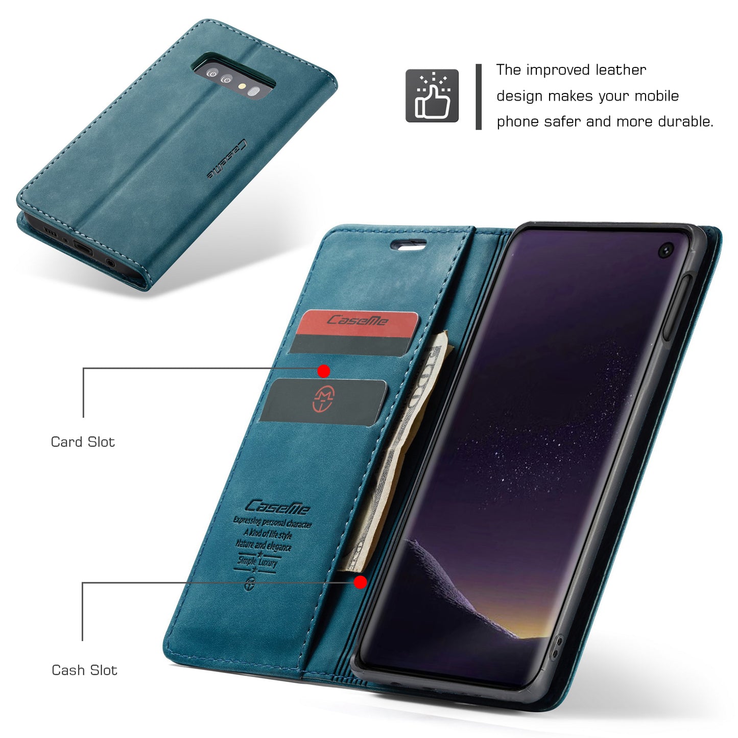 CASEME 013 Series for Samsung Galaxy S10e PU Leather Case [Auto-absorbed] [Wallet Stand]