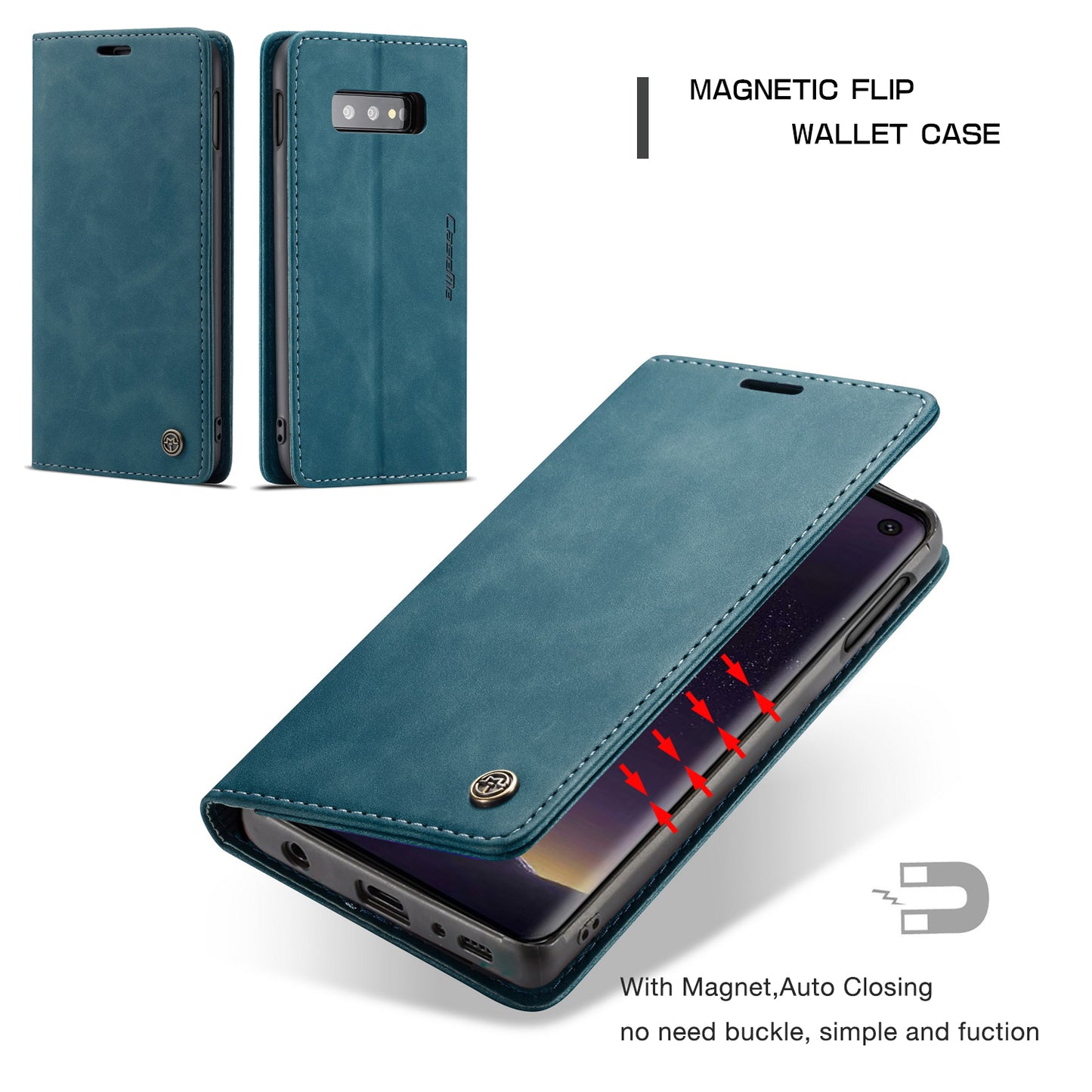 CASEME 013 Series for Samsung Galaxy S10e PU Leather Case [Auto-absorbed] [Wallet Stand]