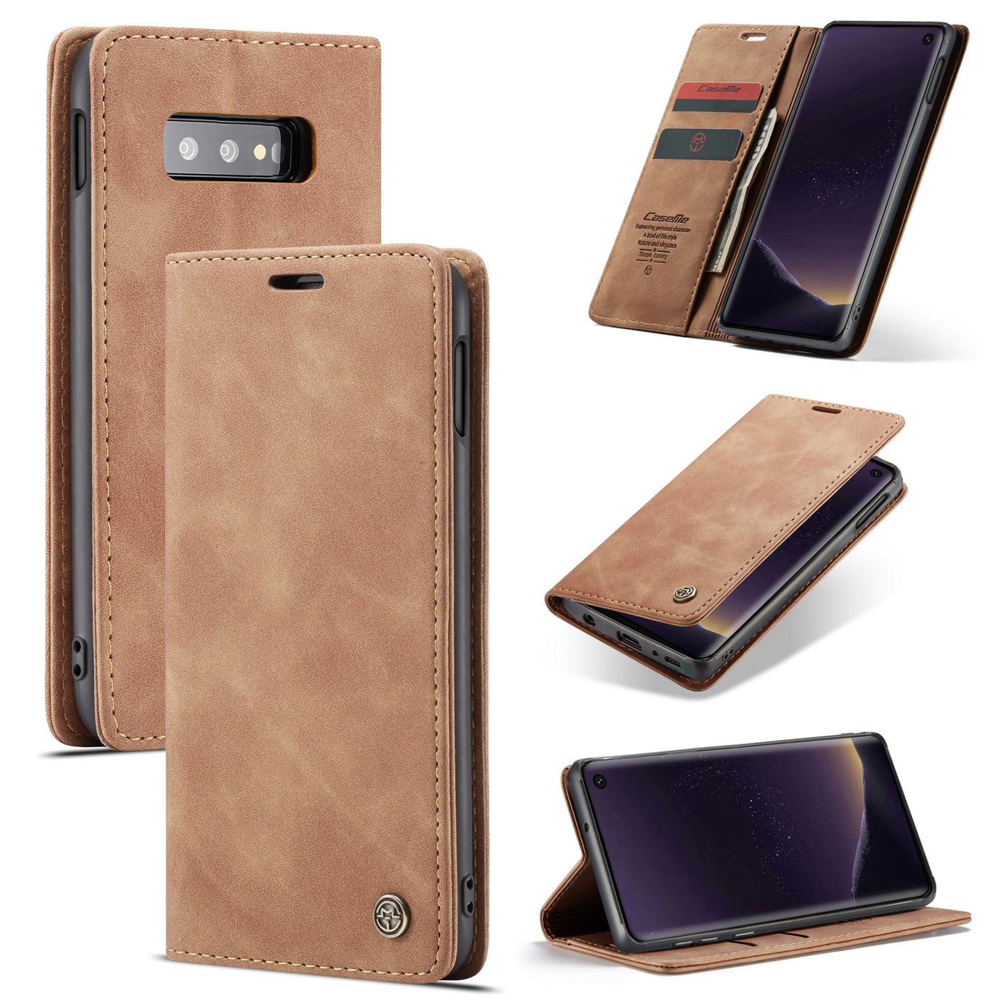 CASEME 013 Series for Samsung Galaxy S10e PU Leather Case [Auto-absorbed] [Wallet Stand]