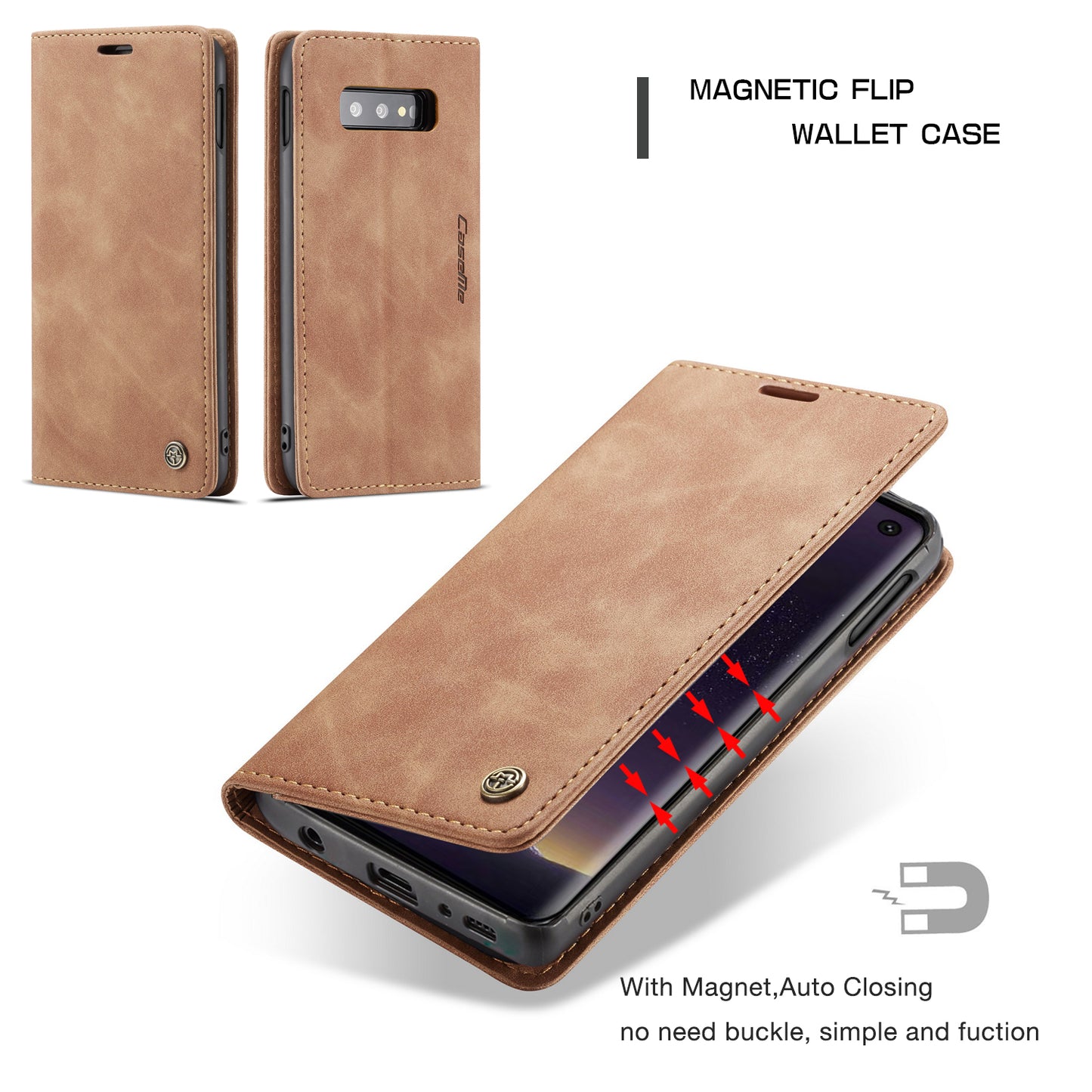 CASEME 013 Series for Samsung Galaxy S10e PU Leather Case [Auto-absorbed] [Wallet Stand]