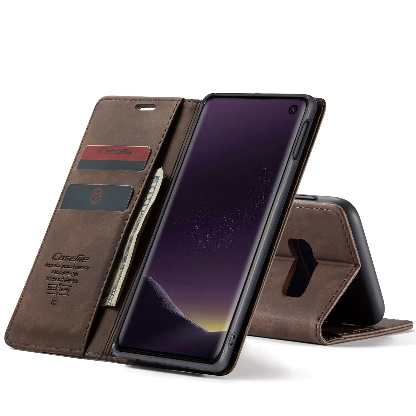 CASEME 013 Series for Samsung Galaxy S10e PU Leather Case [Auto-absorbed] [Wallet Stand]