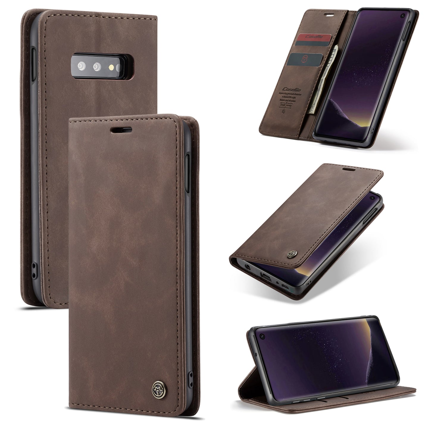 CASEME 013 Series for Samsung Galaxy S10e PU Leather Case [Auto-absorbed] [Wallet Stand]
